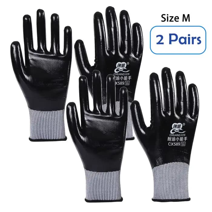 Gants imperméables enduit de Nitrile, 1 paire, résistants à l'huile, antidérapants, doux, résistants
