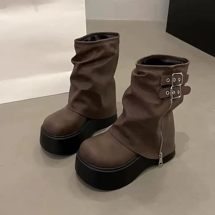 Bottines de motard à plateforme pour femmes, nouveau Design tendance, Y2K Punk, bottines hautes aux 
