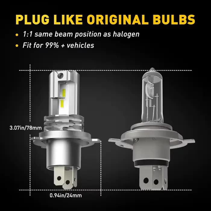 AUXITO 1/2X H4 9003 LED ampoule de phare CSP sans ventilateur avec Canbus 9003 LED phare haut et bas
