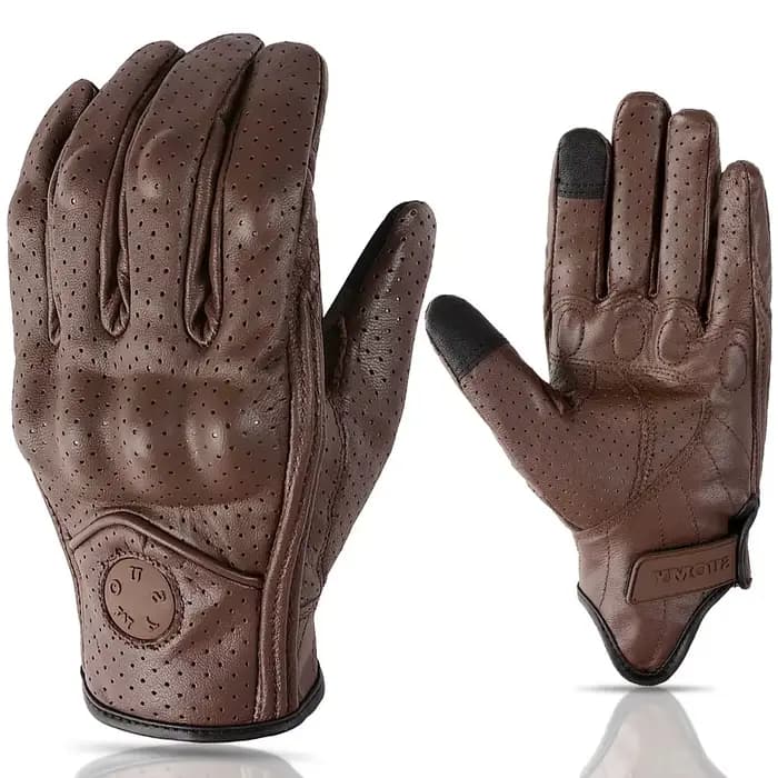 SUOMY rétro cuir Moto gants hommes femmes Vinage peau de chèvre Motocross gant doigt complet Moto Vi