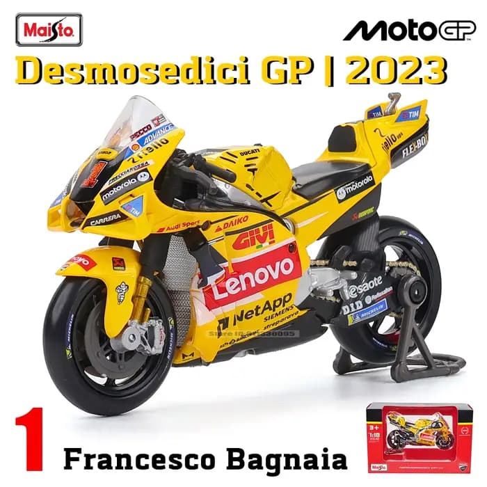 Maisto 1:18 NOUVEAU 2024 DucatiLenovo Team Moto GP # 1 Francesco Bagnaia modèle de moto en alliage d