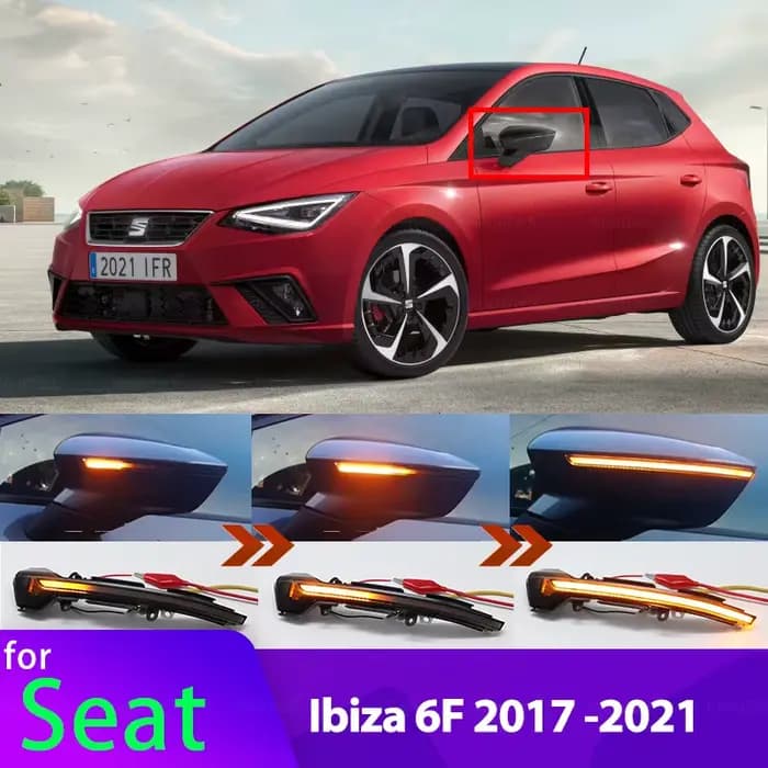 Clignotant LED noir à défilement dynamique, indicateur de miroir séquentiel, pour siège Ibiza 6F 201