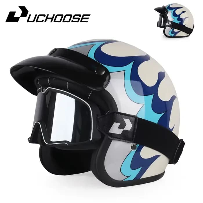 Casque de Moto rétro en cuir PU visage ouvert 3/4 casques de vélo Chopper classique Casco Moto casqu