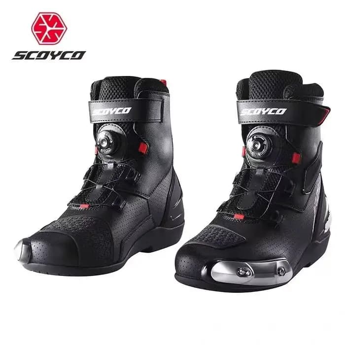 SCOYCO bottes de Moto homme haut Moto Cross Gear pour accessoires enduro chaussures de Moto en cuir 