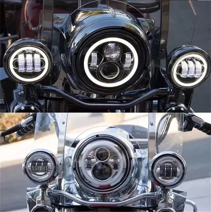 Pour Harley 7 "projecteur Led Moto phare + 4 1/2 antibrouillard feux de croisement pour Touring Elec