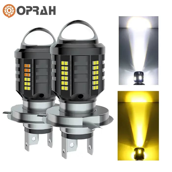Oprah 8000Lm Moto LED Phares Ampoules H4 H6 BA20D P15D Avec Lentille Pour BMW KTM ATV Honda Harley D