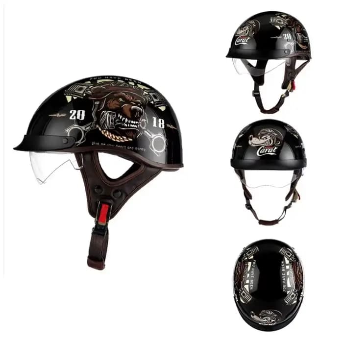 Casque de Moto rétro allemand Casco Moto casque Street Touring personnalité Cool Vintage demi-casque