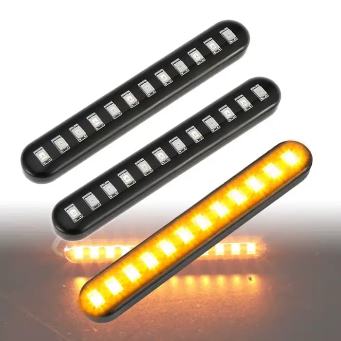 2 pièces 12 LED Moto feux de signalisation séquentiel eau coulant Mini bandes Moto voiture bandes Le