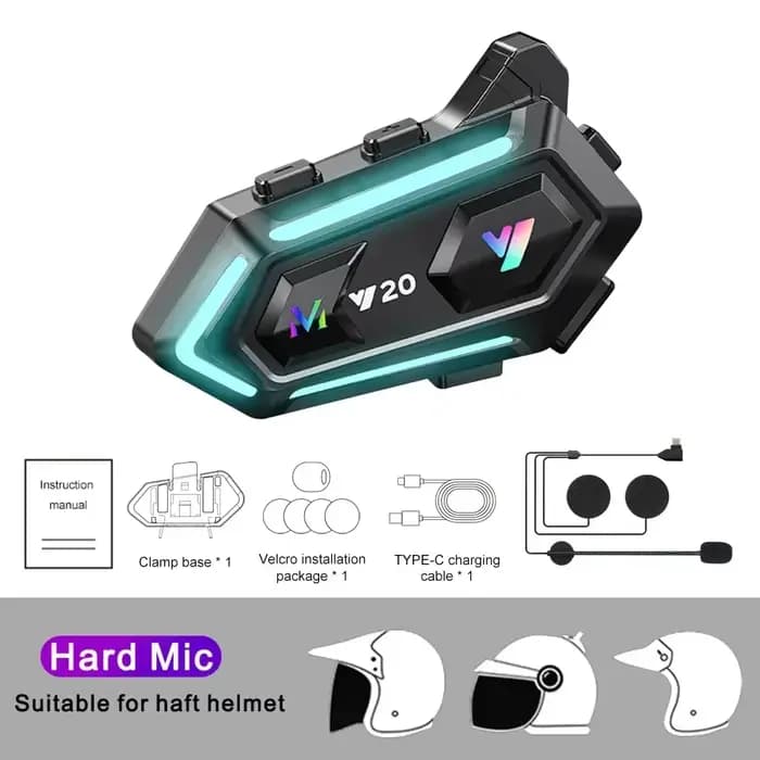 Casque de moto sans fil, étanche, mains libres, V5.3, IPX6, écouteurs étanches avec effet lumineux R