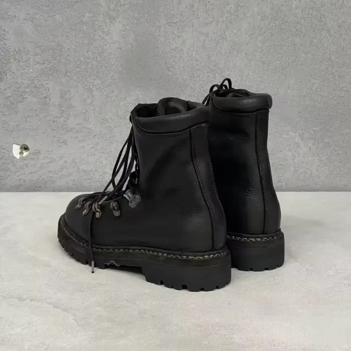 Bottes de moto en cuir véritable pour hommes, chaussures d'alpinisme à lacets en métal, bottes de ra