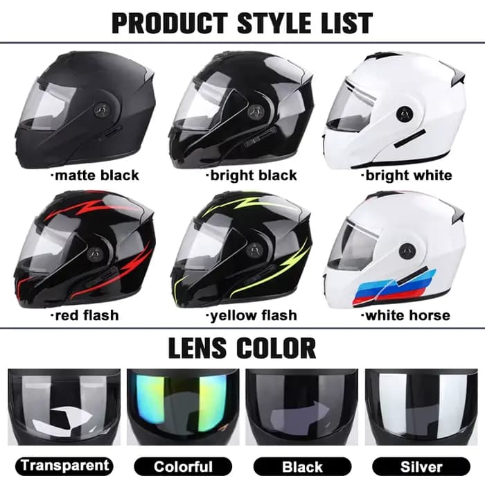 Uchoose casque de moto unisexe Certification DOT Double lentille Section transversale casque sécurit
