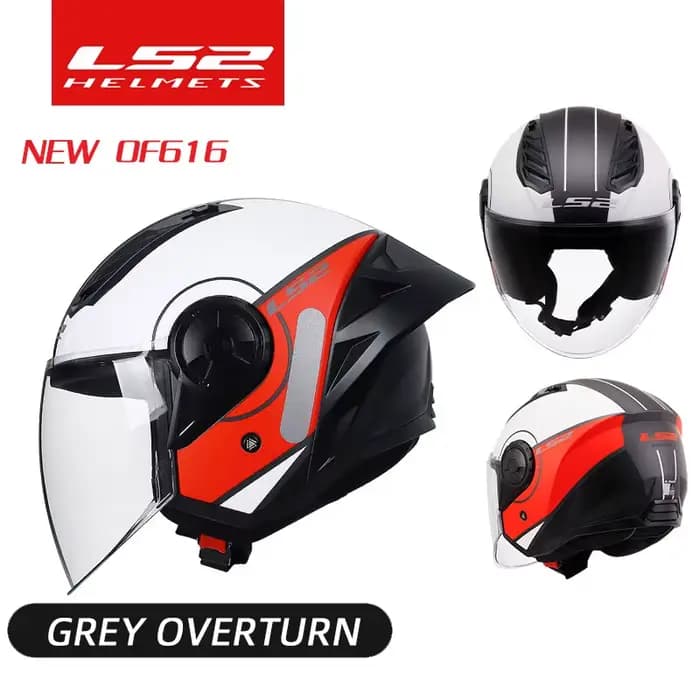 Casque Moto Jet Ouvert LS2 OF616 Airflow II 3/4 avec Aileron Arrière Large pour Scooter et Moto Homo