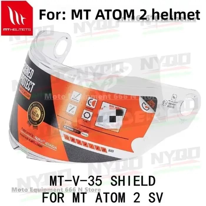 MT ATOM 2 SV lentille de casque Original HD Transparent MT-V-35 rabattable accessoires de casque Bas