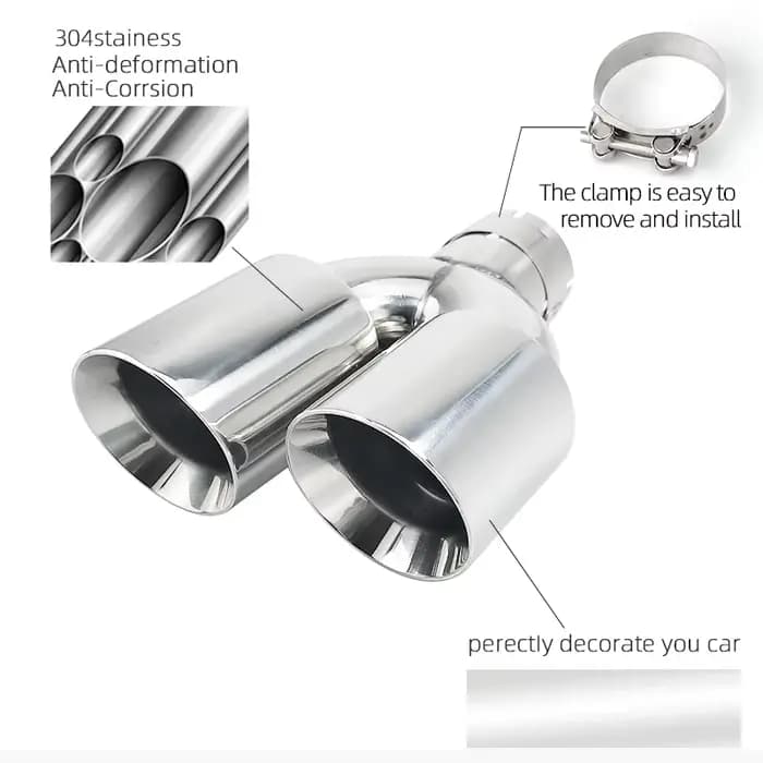 Système d'échappement universel à double embout en U, en acier inoxydable, accessoires pour voitures