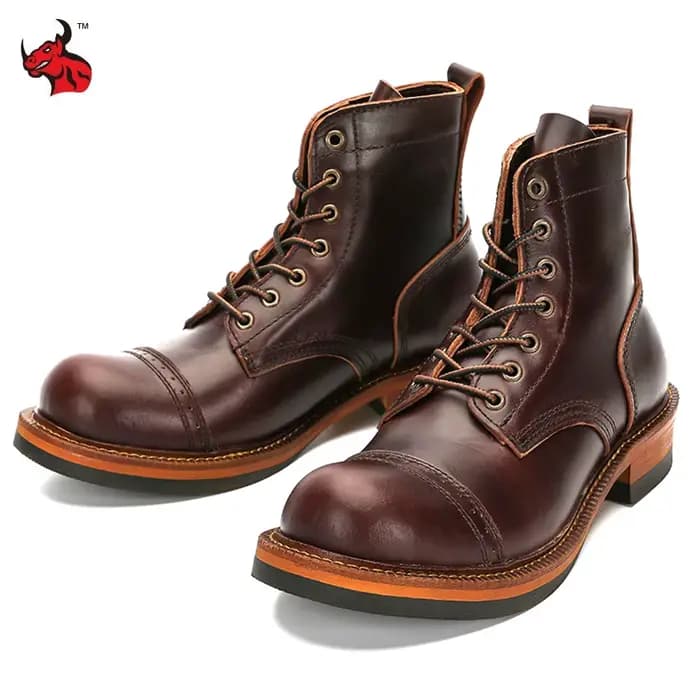 Bottes de moto pour hommes, chaussures de loisirs, d'outillage, Vintage, hauteur cheville, rétro, dé