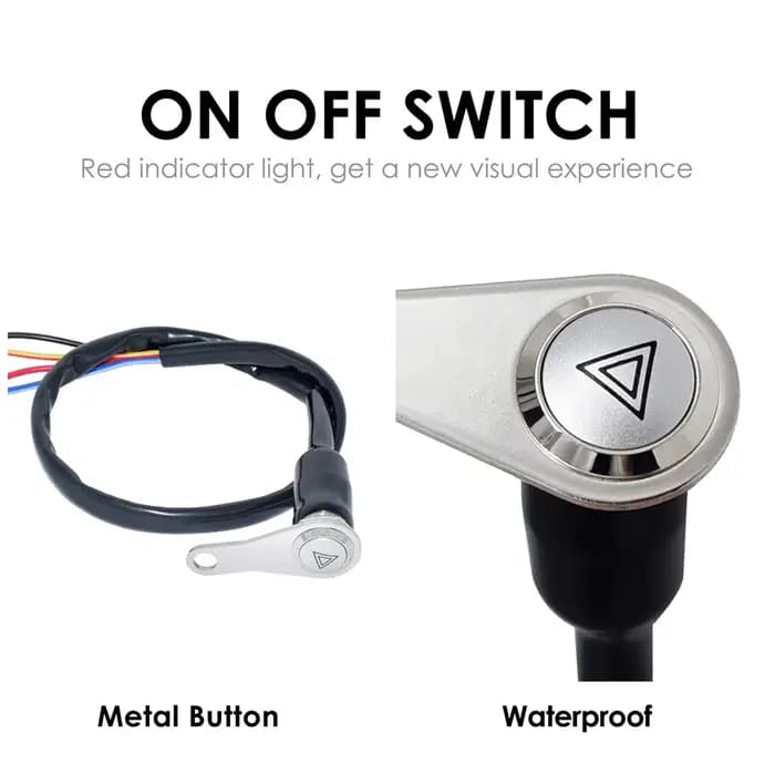 Interrupteur de moto monté sur guidon, bouton poussoir 12V, lumière de travail, LED rouge ON + OFF, 