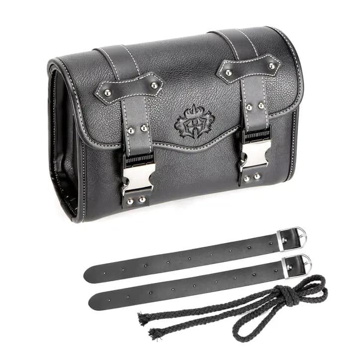 Sacoches de moto universelles, sac de fourche, pochette de bagage en cuir PU, sac à outils latéral, 
