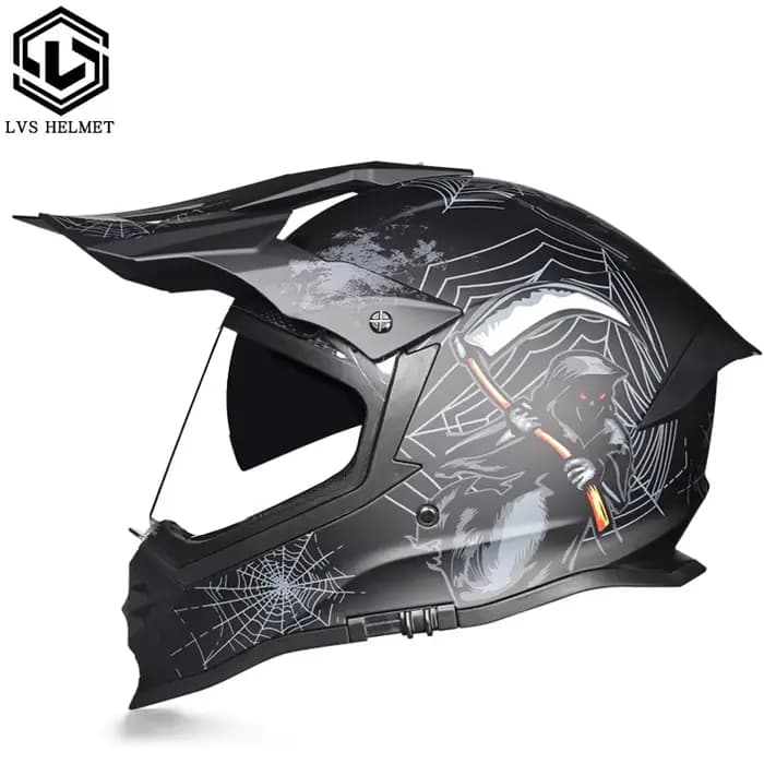 Casque de moto tout-terrain, casque intégral pour hommes et femmes, double visière, rallye quatre sa