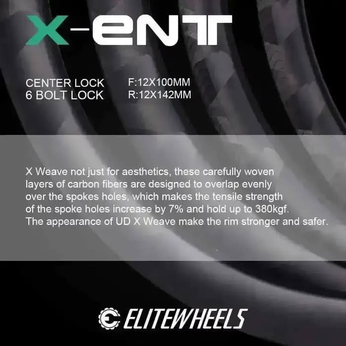 Jeu de roues en carbone ELITEWHEELS ENT X WEAVE pour vélo de route, freins à disque, compatibles tub
