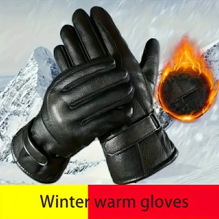 Gants d'hiver pour hommes compatibles avec les écrans tactiles, avec doublure en cuir PU pour plus d