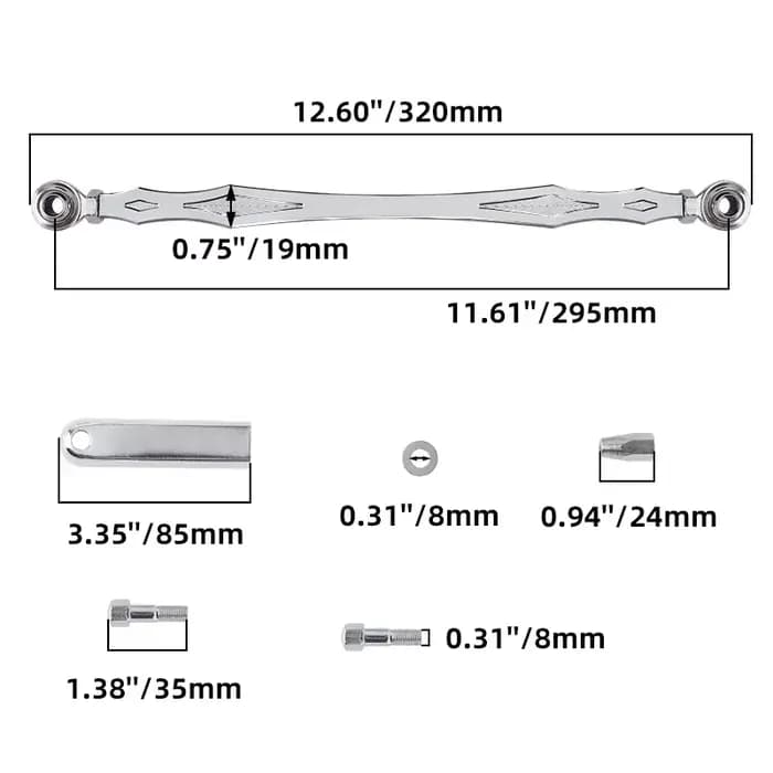 Levier de changement de vitesse chromé, 320mm, pour Harley Touring Road King Glide, Softail Fat Boy,