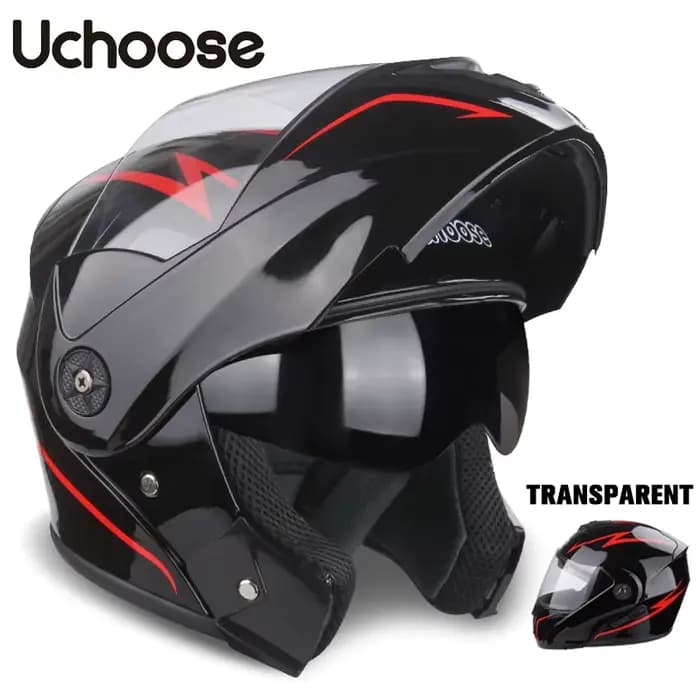 Uchoose casque de moto unisexe Certification DOT Double lentille Section transversale casque sécurit