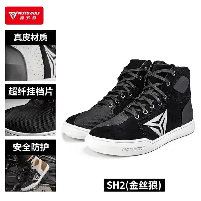Motowolf bottes de Moto chaussures d'équitation coupe-vent respirant en cuir véritable protection po