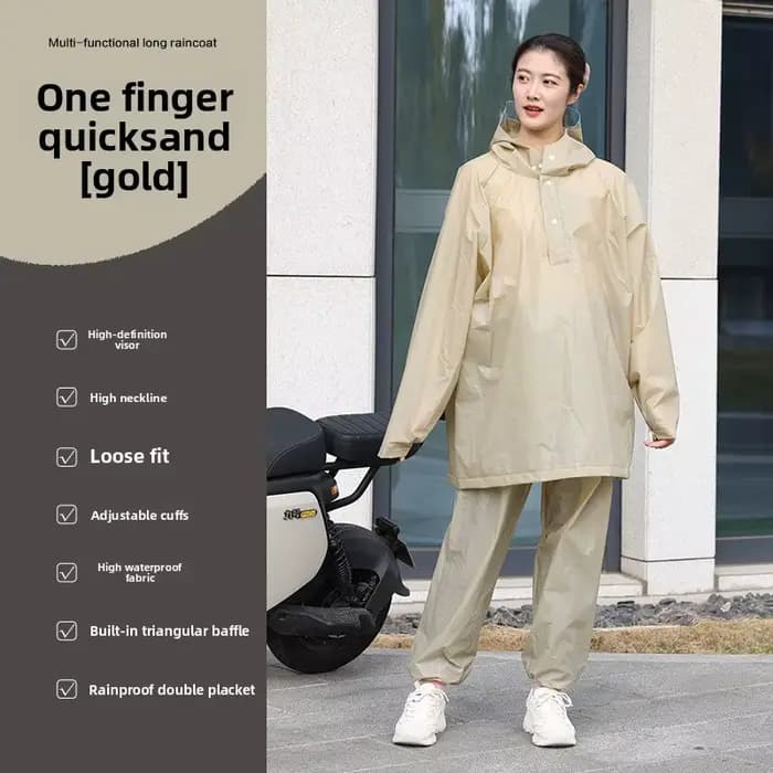 Combinaison de pluie imperméable pour femme – Ensemble deux pièces coupe ample (veste et pantalon), 