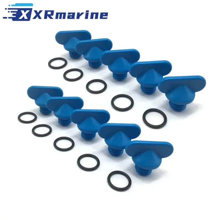 Bouchon bleu de vidange d'eau pour collecteur d'échappement, 10 paquets, pour MerCruiser 22- 806608 
