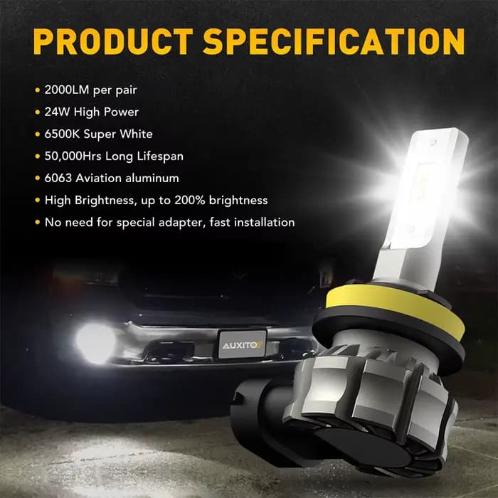 Feu antibrouillard LED H8 H11 H16 H27W/1 H27 880 H10 H8 5202, ampoule automatique, feu de jour pour 