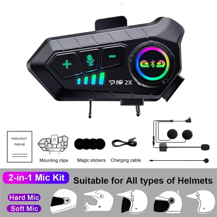 Kebidumei YP10 Bluetooth casque de Moto Interphone 300M Intercomunicador sans fil 2000Mah Moto talki