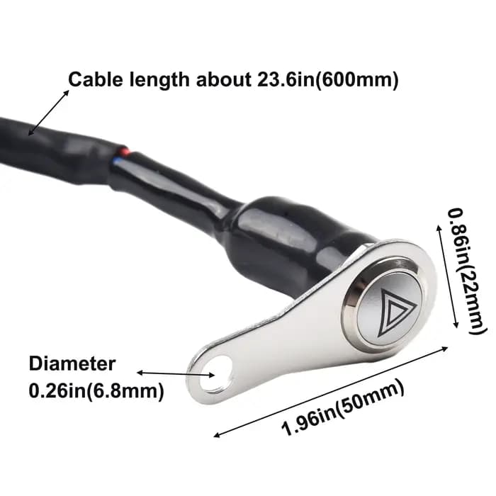 Interrupteur de moto monté sur guidon, bouton poussoir 12V, lumière de travail, LED rouge ON + OFF, 
