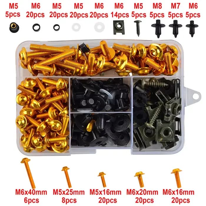 Boulons de carénage en aluminium pour moto, kit de vis, clips d'écrou, accessoires de moto, Honda, K