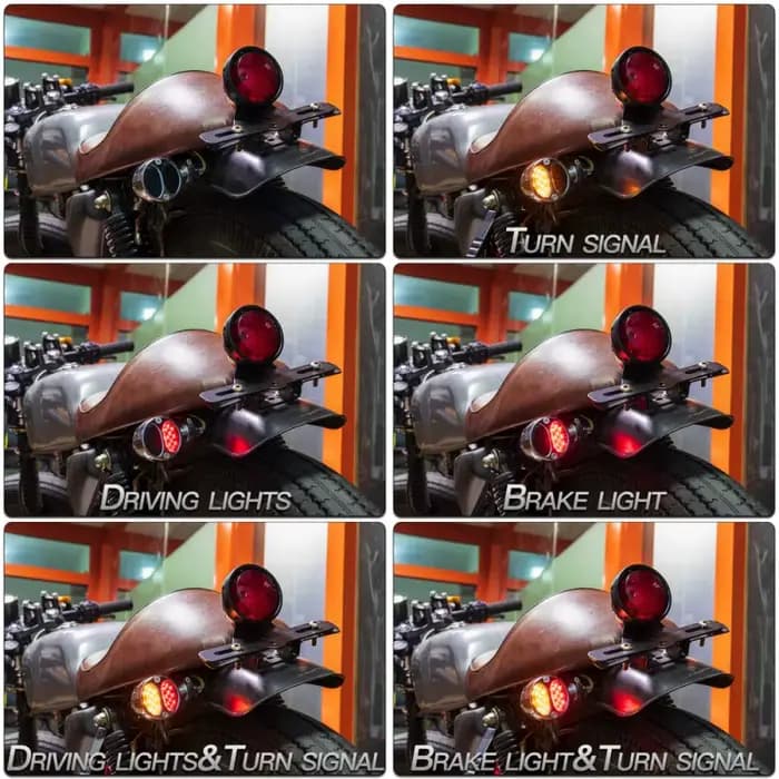 Accessoires de moto rétro transfrontaliers, Double clignotant elliptique Led en métal avec feux de f