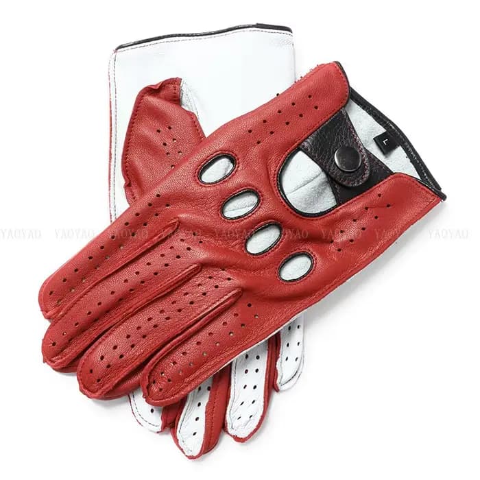Gants en cuir véritable pour hommes, de haute qualité, en peau d'agneau, à la mode, respirants, pour