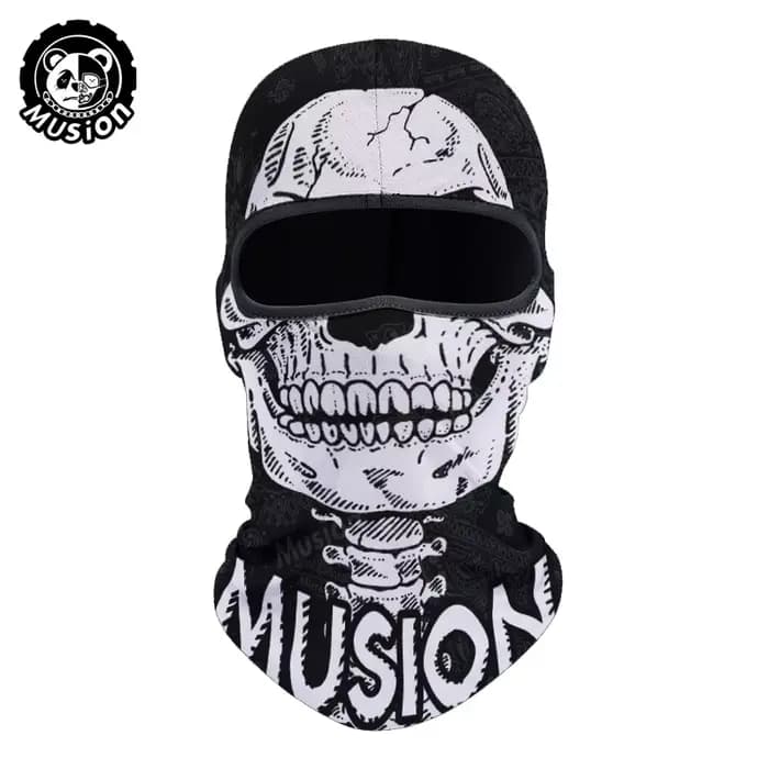 Musion Cagoule doublure de casque masque complet imprimé tête de mort Moto Topeng Muka Rider pour le