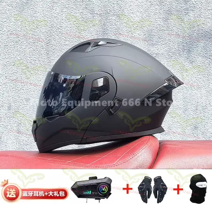 Casque de moto Orz casque à rabat Bluetooth casque à double objectif certifié DOT pour hommes et fem