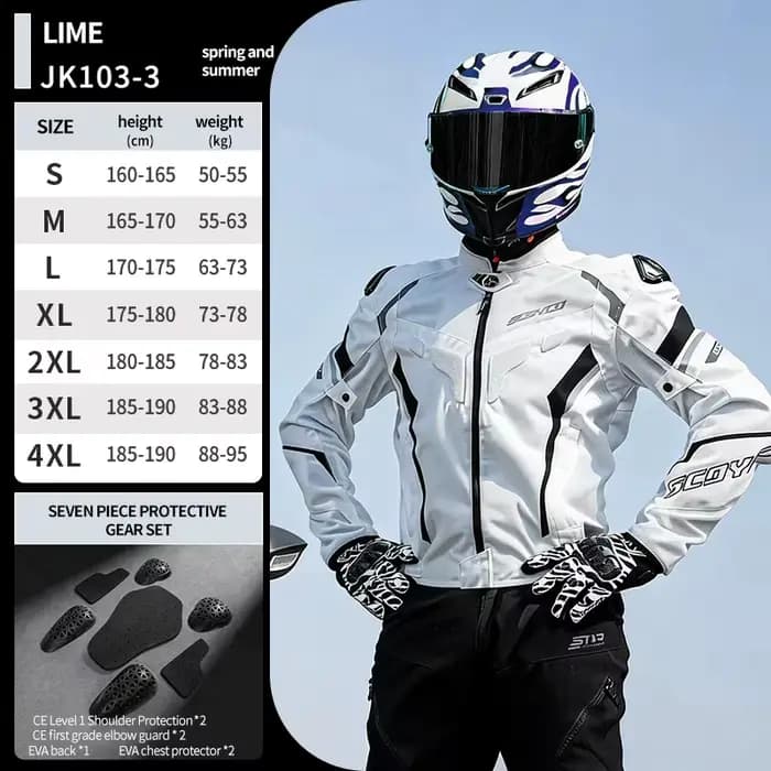 Veste de moto SCOYCO pour l'été, en maille respirante avec protections CE anti-chute, équipement de 