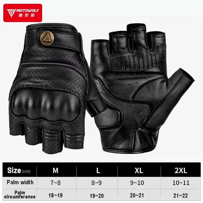 Gants en cuir hommes été gants De Moto sans doigts cyclisme course Moto Guantes De Moto Guantes Moto