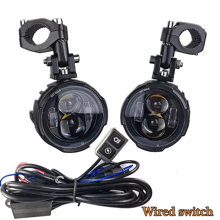 Feux antibrouillard Led pour Moto, lampe de conduite auxiliaire, projecteurs 100W, interrupteur fila
