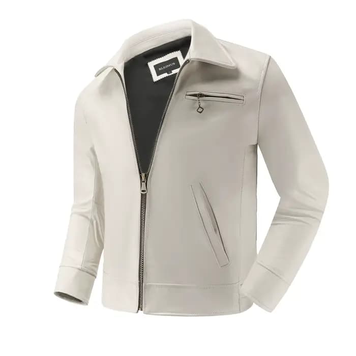 Veste de motard en cuir de vachette véritable pour homme, manteau coupe couvertes, couche supérieure