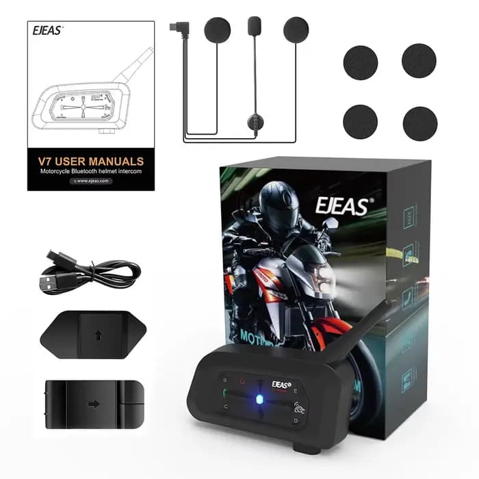 EJEAS V7 casque de moto Bluetooth Interphone casque paire rapide Interphone BT5.1 pour 700M 7 coureu