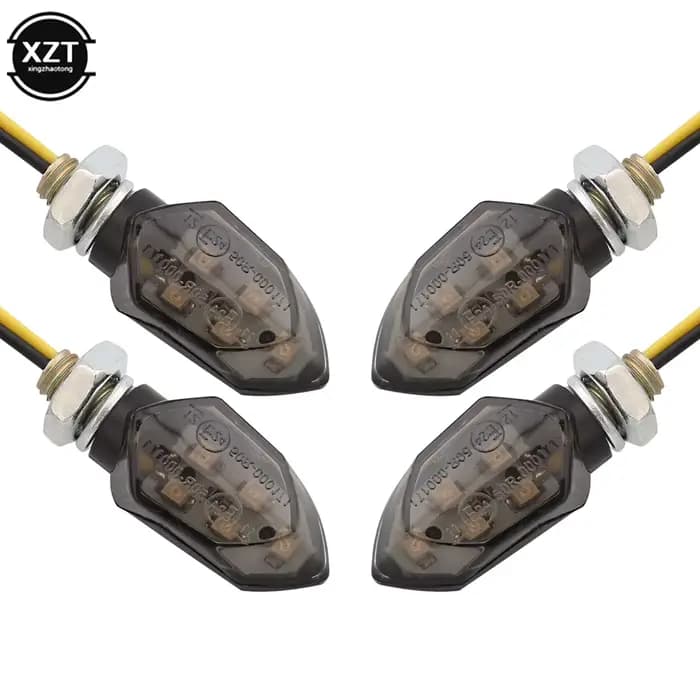 4 pièces/ensemble Mini moto fumée lentille clignotant 5LED 12V ambre clignotant indicateur lampe deu