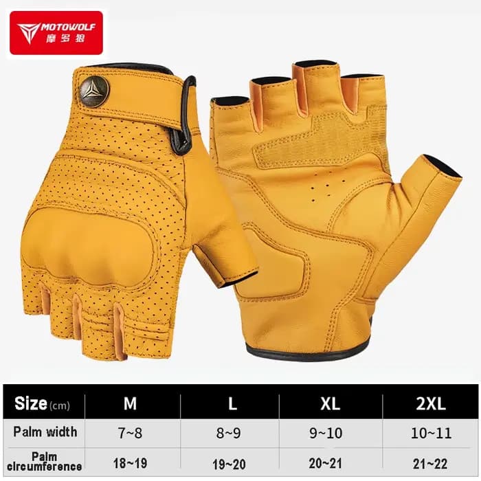 Gants De Moto d'été pour hommes, sans doigts, pour cyclisme, course, en cuir, Guantes De Moto Hombre