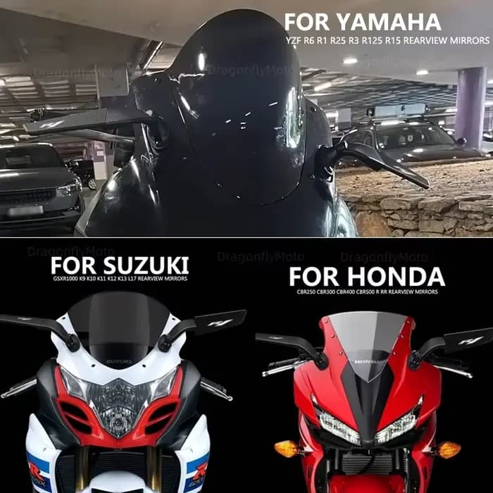 Rétroviseurs latéraux de moto avec LOGO R1, pour YAMAHA YZFR1 YZF R1, rétroviseur rotatif réglable a