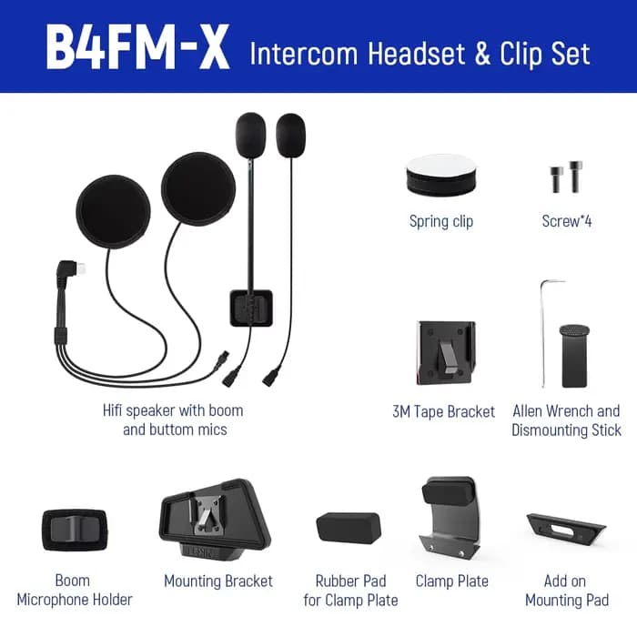 Lexin-oreillette Bluetooth B4FM-X pour moto, appareil de communication pour casque, Intercom de Type