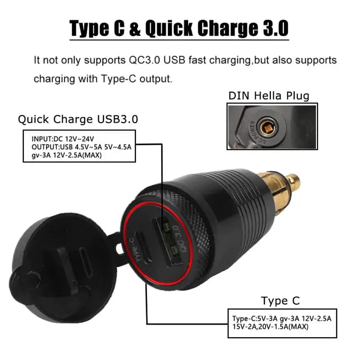 Pour BMW R1200GS R1250GS F800GS F750GS F850GS Tiger 800 900 pour Ducati QC 3.0 double chargeur USB p