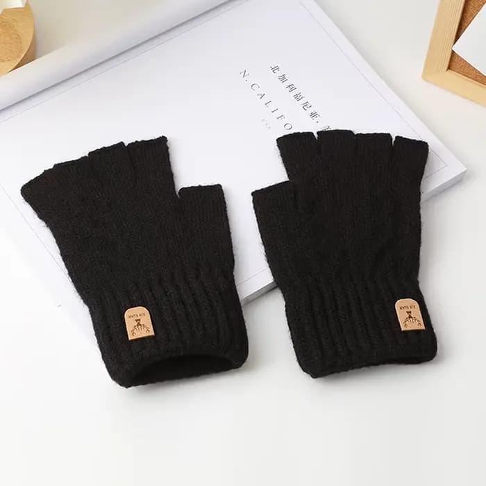 Gants thermiques épais tricotés pour hommes et femmes, 1 paire, demi-doigt, pour la conduite en plei