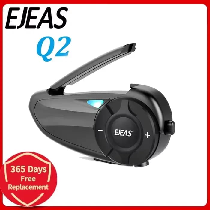 Casque Intercom Moto EJEAS Q2 Bluetooth 5.1 Sans Fil Étanche pour 2 Motocyclistes, Appairage Rapide,