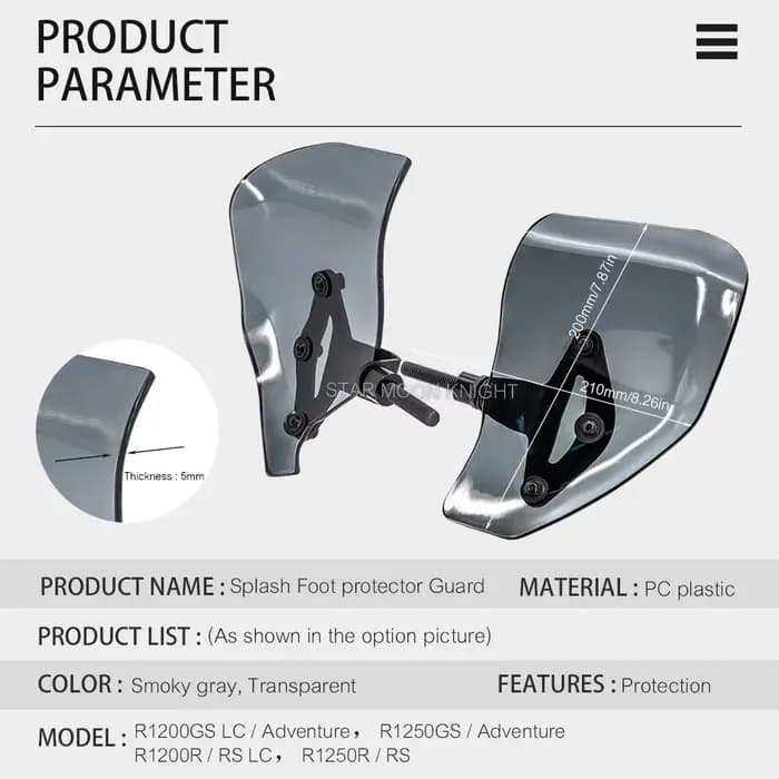Protecteur de pied anti-éclaboussures pour moto BMW R 1200 GS 1250 R1200GS R1250GS Adventure R1200R 